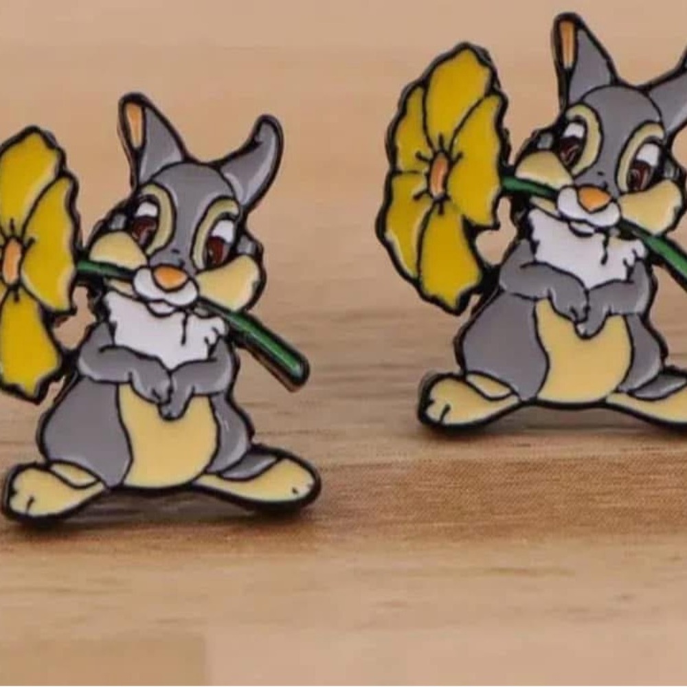 Cute “Thumper” Earrings with Yellow Flower